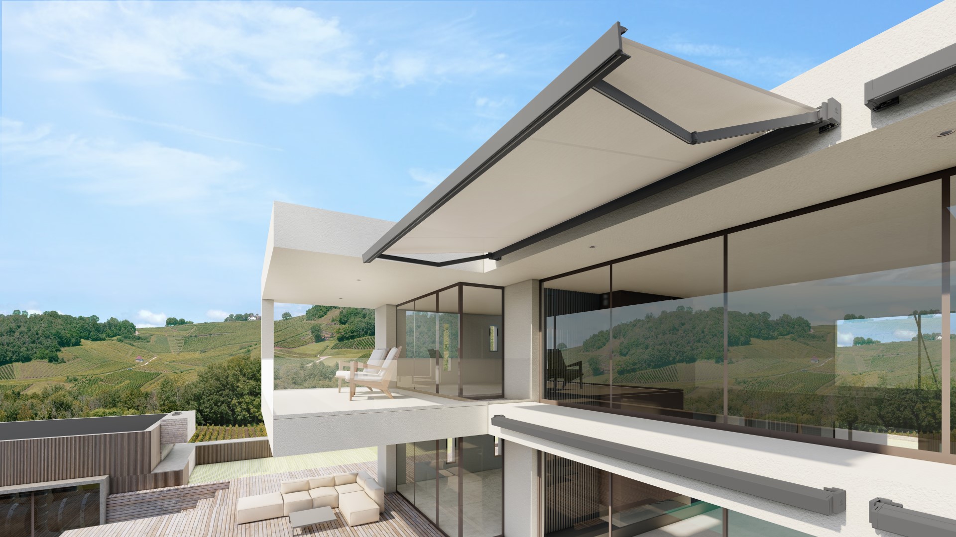 Toldo Llaza Protección solar Soluciones de sombra para jardines Toldo cofre de alta calidad